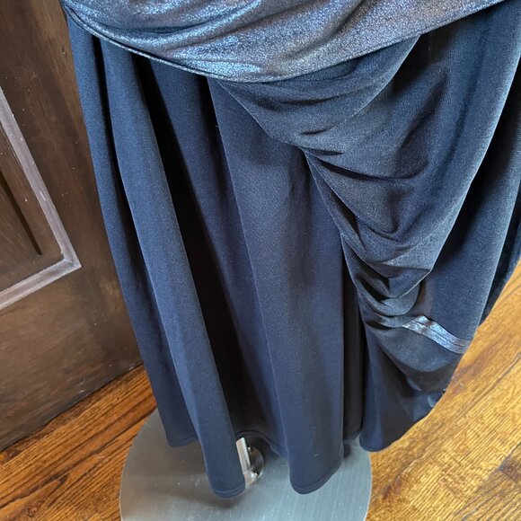 Tadashi Collection Evening Dress L Twist Front Sleeveless Long Metallic Jersey - Picture 8 of 13